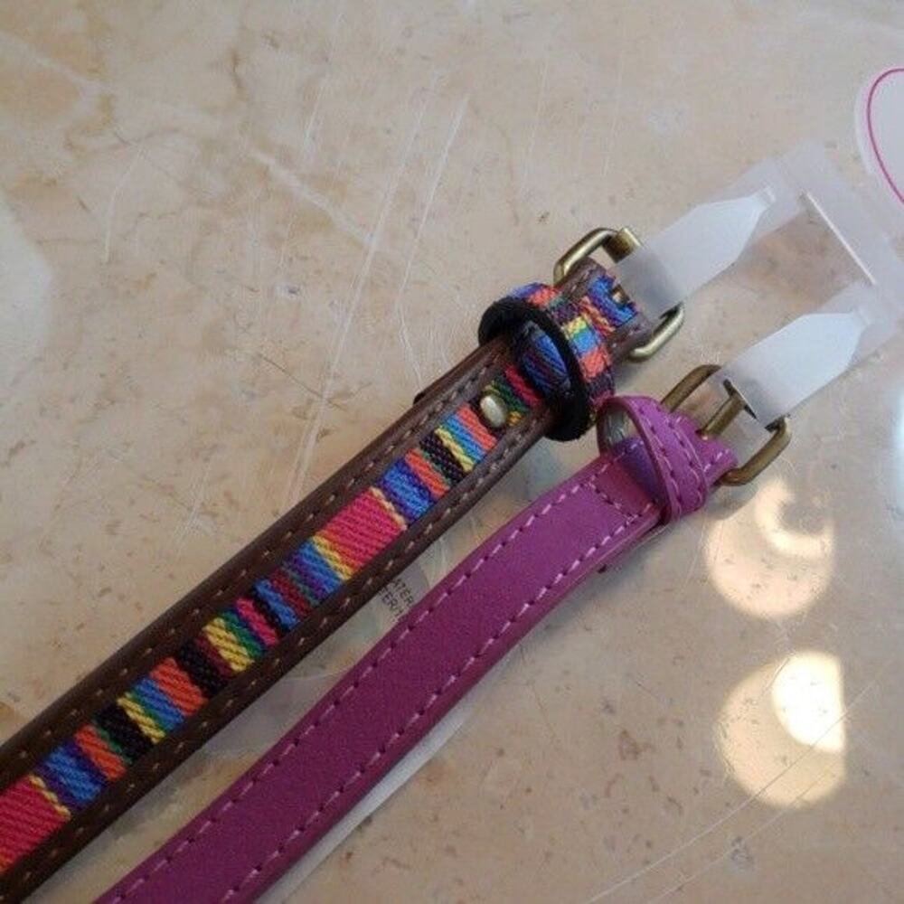 Target Two Pack Girls Medium Belts Rainbow and Fuchsia - New